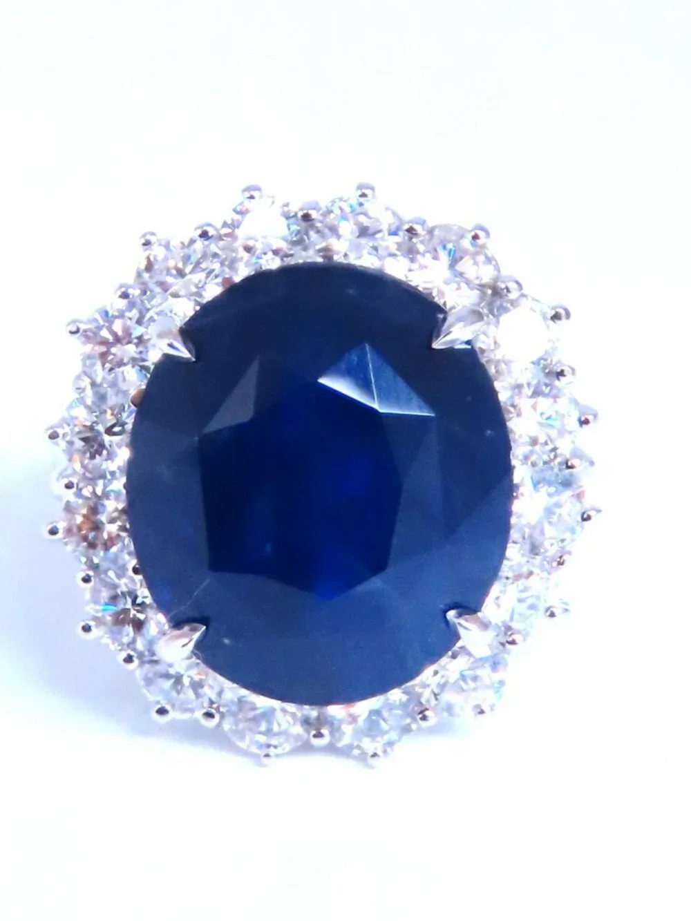 GIA Certified 15.49ct Natural Sapphire Diamonds Cluster Ring 18kt*